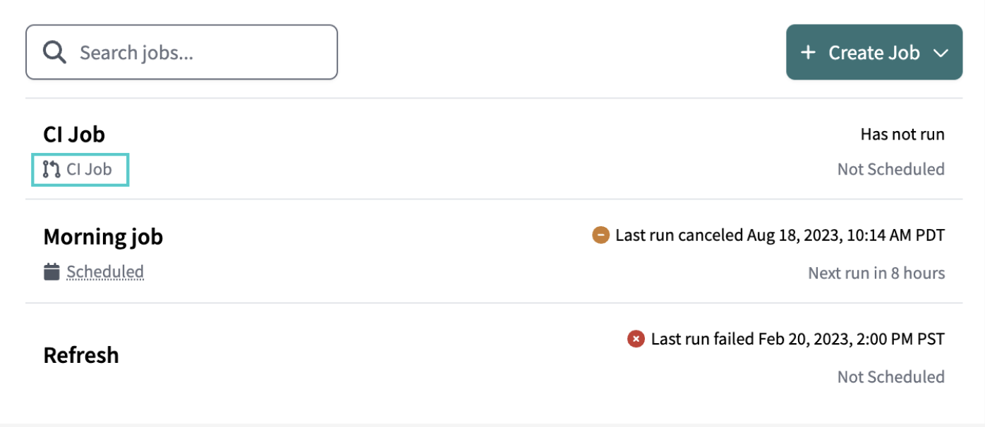 Example of a correct CI job type Example of a correct CI job type